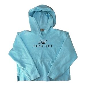 aqua baby blue cape cod terry cloth sweater hoodie